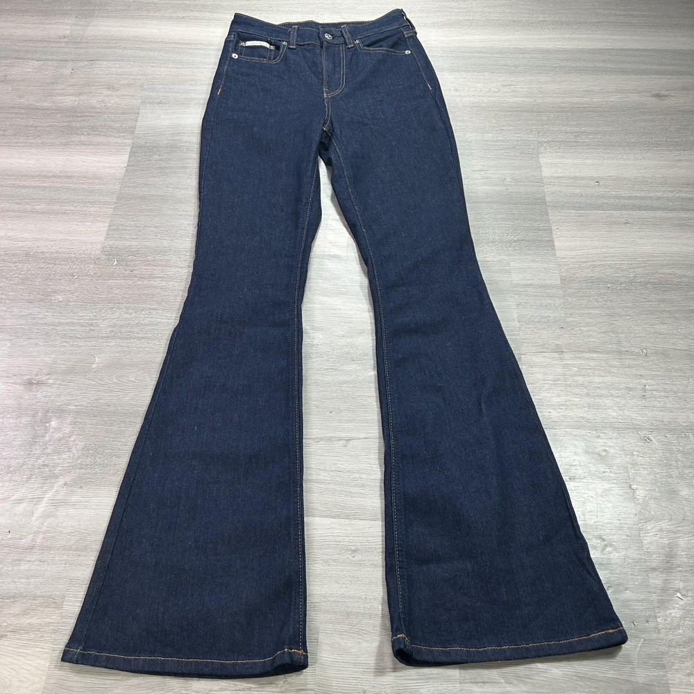 NEW Calvin Klein Jeans High Rise Flare Jeans Womens 25RG Dark Wash Stretch Denim